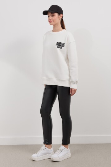 Kadın Baskı Detaylı Basic Sweatshirt