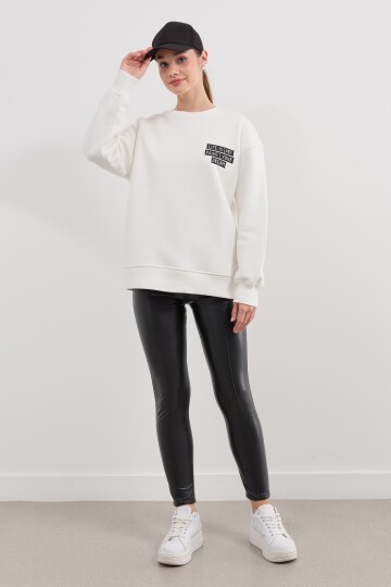 Kadın Baskı Detaylı Basic Sweatshirt