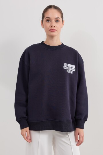 Kadın Baskı Detaylı Basic Sweatshirt