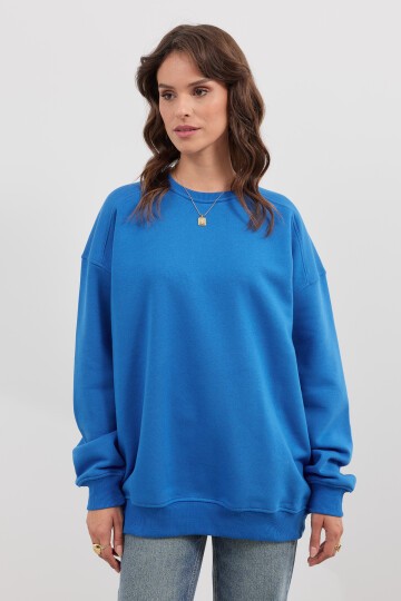 Kadın Bisiklet Yaka Üç İplik Basic Sweatshirt