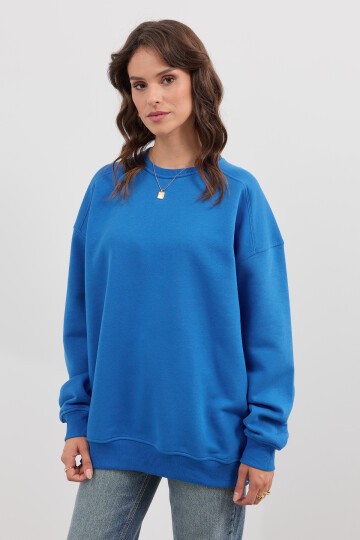 Kadın Bisiklet Yaka Üç İplik Basic Sweatshirt