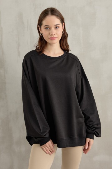 Kadın Bisiklet Yaka Basic Sweatshirt