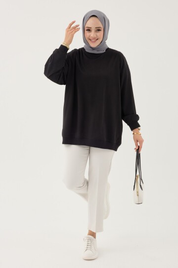 Kadın Bisiklet Yaka Basic Sweatshirt