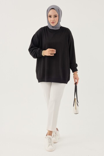 Kadın Bisiklet Yaka Basic Sweatshirt