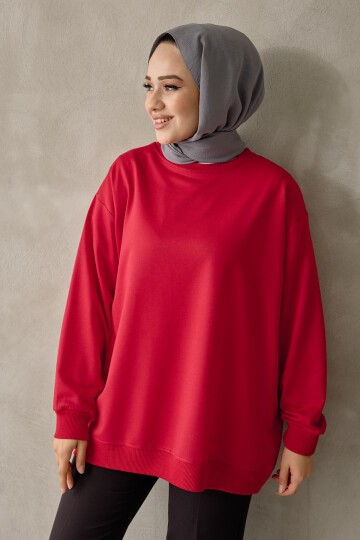 Kadın Bisiklet Yaka Basic Sweatshirt