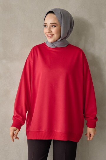 Kadın Bisiklet Yaka Basic Sweatshirt