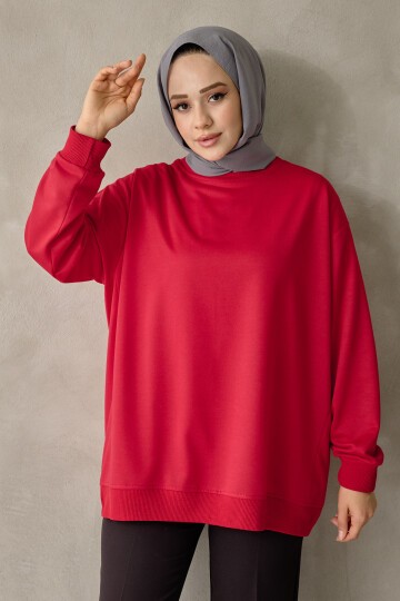 Kadın Bisiklet Yaka Basic Sweatshirt