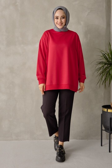 Kadın Bisiklet Yaka Basic Sweatshirt