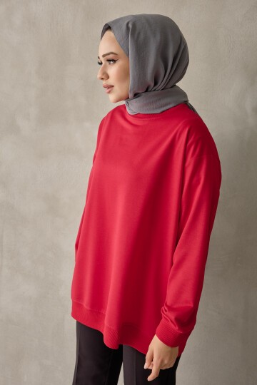 Kadın Bisiklet Yaka Basic Sweatshirt