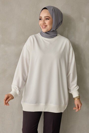 Kadın Bisiklet Yaka Basic Sweatshirt