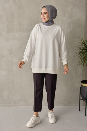 Kadın Bisiklet Yaka Basic Sweatshirt