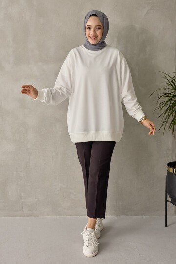 Kadın Bisiklet Yaka Basic Sweatshirt