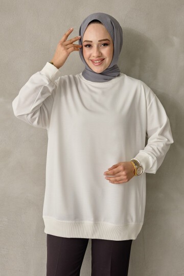 Kadın Bisiklet Yaka Basic Sweatshirt