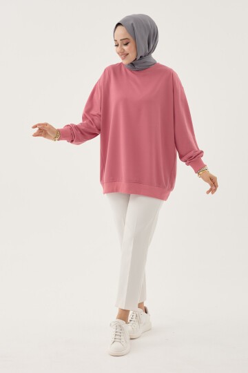 Kadın Bisiklet Yaka Basic Sweatshirt