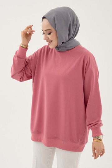 Kadın Bisiklet Yaka Basic Sweatshirt