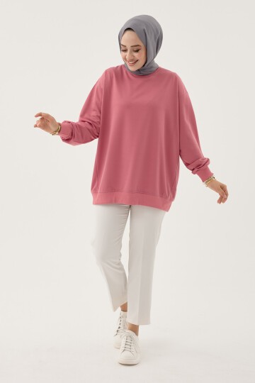 Kadın Bisiklet Yaka Basic Sweatshirt