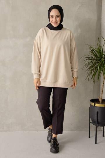 Kadın Bisiklet Yaka Basic Sweatshirt