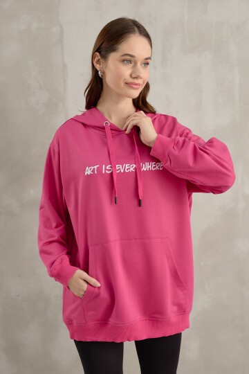 Kadın Kapüşonu Bağcıklı Kanguru Sweatshirt