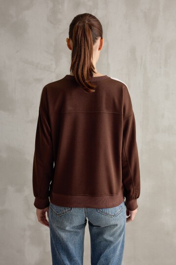 Kadın Şerit Detaylı Basic Sweatshirt