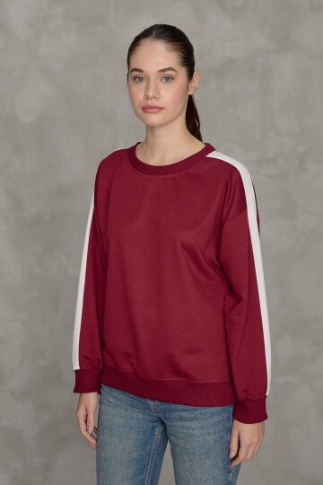 Kadın Şerit Detaylı Basic Sweatshirt