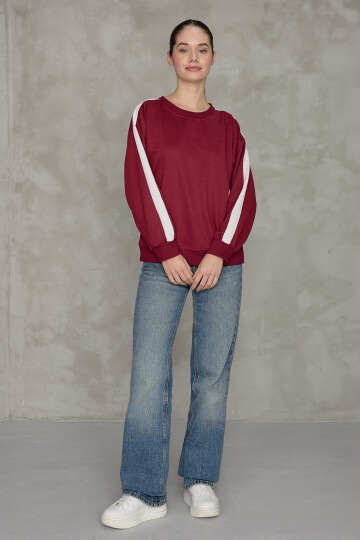 Kadın Şerit Detaylı Basic Sweatshirt