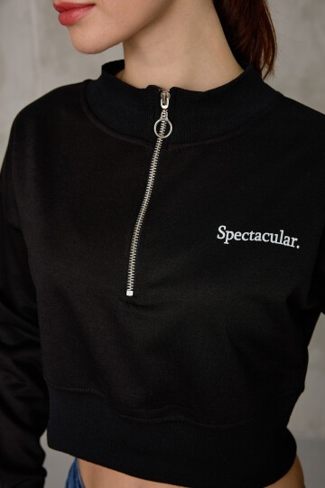 Kadın Spectacular Baskılı Crop Sweatshirt