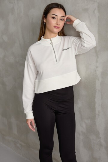 Kadın Spectacular Baskılı Crop Sweatshirt