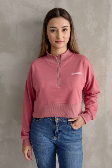 Kadın Spectacular Baskılı Crop Sweatshirt