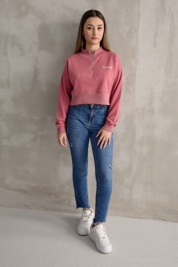 Kadın Spectacular Baskılı Crop Sweatshirt