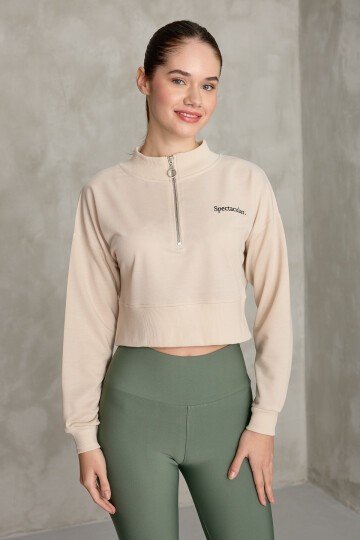 Kadın Spectacular Baskılı Crop Sweatshirt