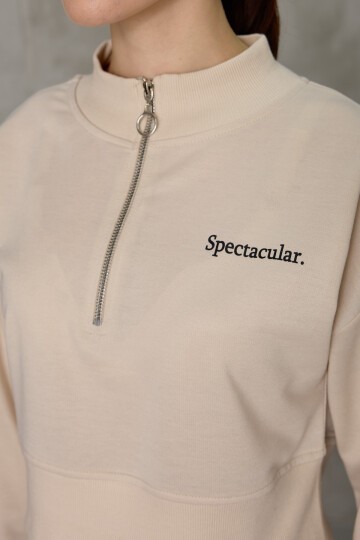 Kadın Spectacular Baskılı Crop Sweatshirt