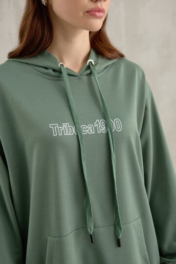 Kadın Tribeca Baskı Detaylı Kanguru Sweatshirt